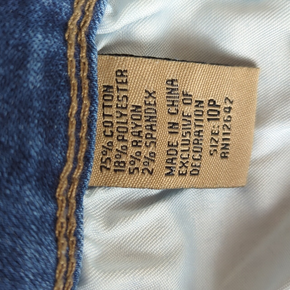 Honey & Bristle Distressed Frayed Hem Capri Jeans 10P Blue - Picture 3 of 15